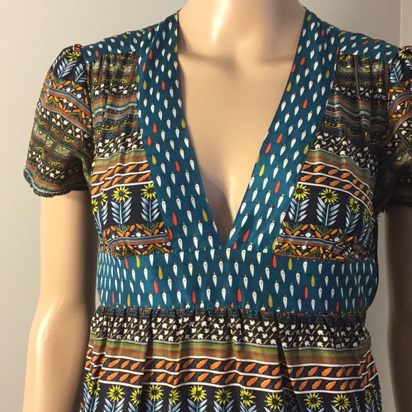 WHAT COMES AROUND 100% SILK ANTHRO SHORT-SLV DRESS - Picture 2 of 8